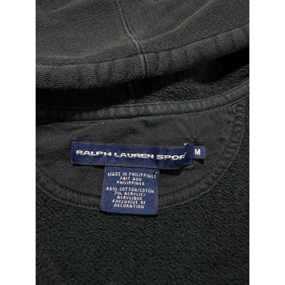 Polo Ralph Lauren Sport Full Zip Hoodie Sweatshirt Women's Medium Black Cropped - Picture 4 of 10